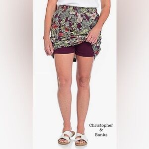 Christoper & Banks Floral Printed Utility Pull-on Skort size Med